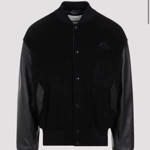 Alexander McQUEEN wool blend & leather Men's Black Bomber Jacket